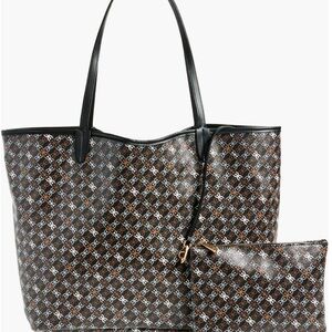 Sam Edelman Black and Brown Travel Tote with Pouch